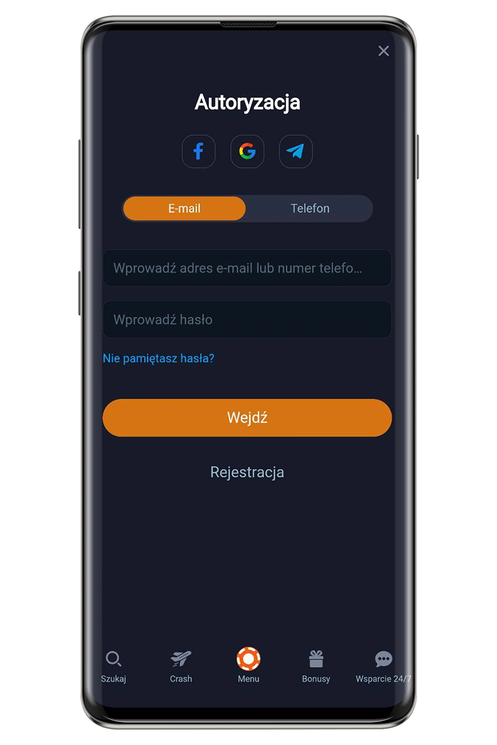 Zrzut ekranu z oficjalnej strony kasyna Vox